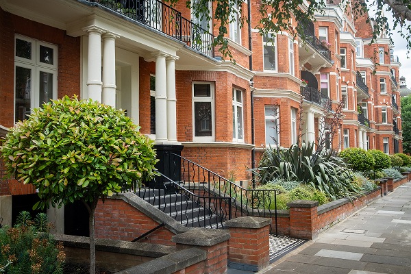 London- street of typical red brick terraced houses